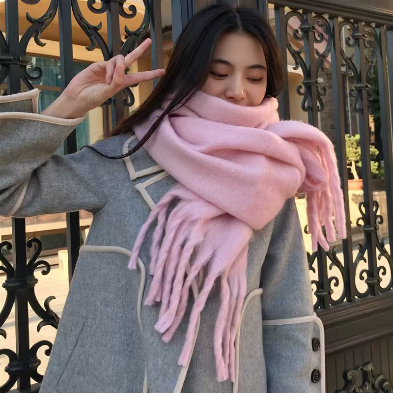 K027 2025 new home style solid color imitation cashmere scarf candy color soft student couple warm neck shawl