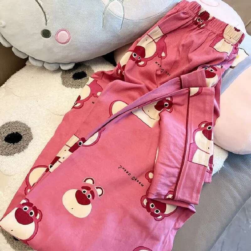 2025 New Cartoon Strawberry Bear Home Clothing Designer Women's Long Sleeve Pants Pajamas Pama Set4