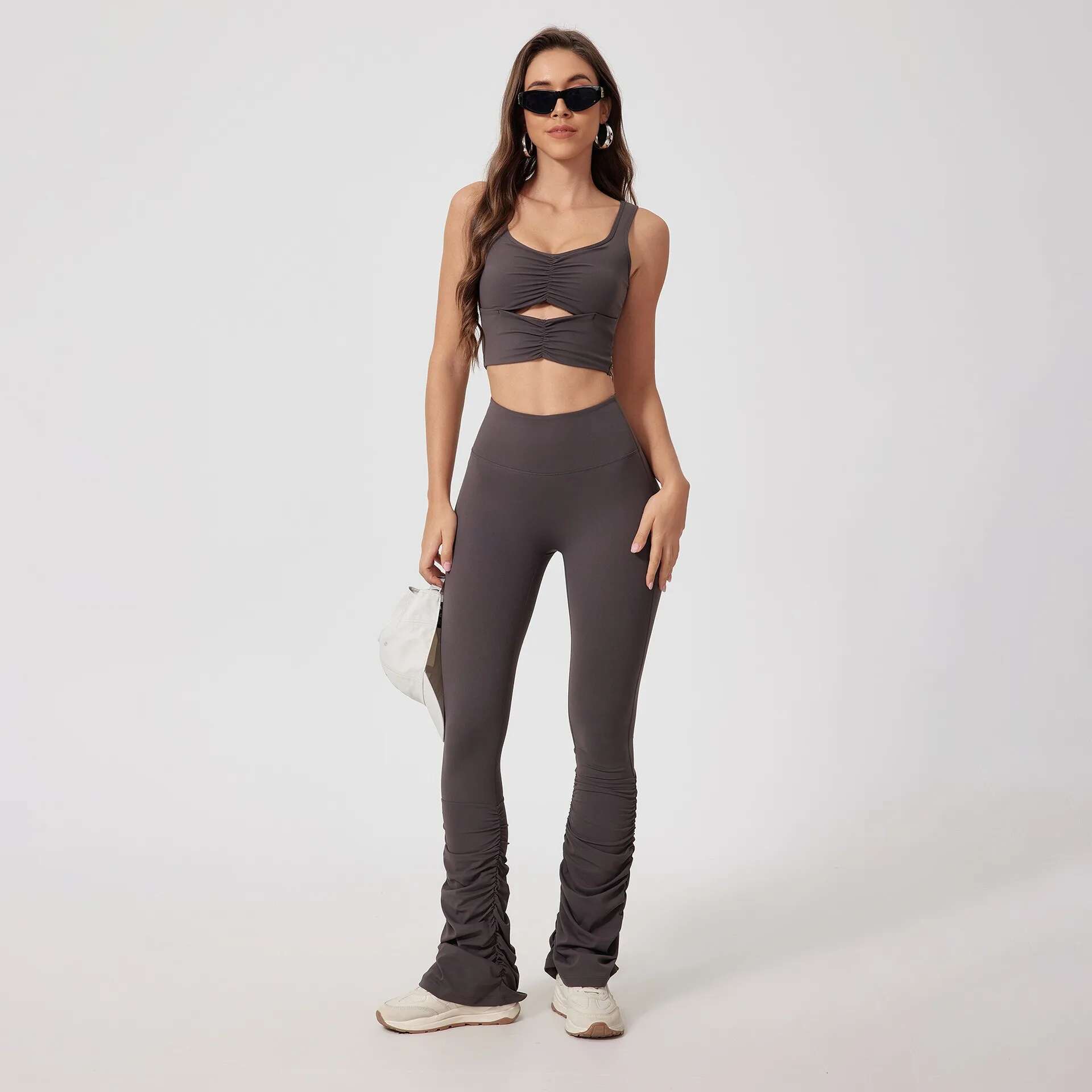 Women Gym Clothing Yoga Sets 2 Pieces Workout Outfits Fiess Pilate Tracksuits High Waist Leggings Sports Bra Athletic Wear