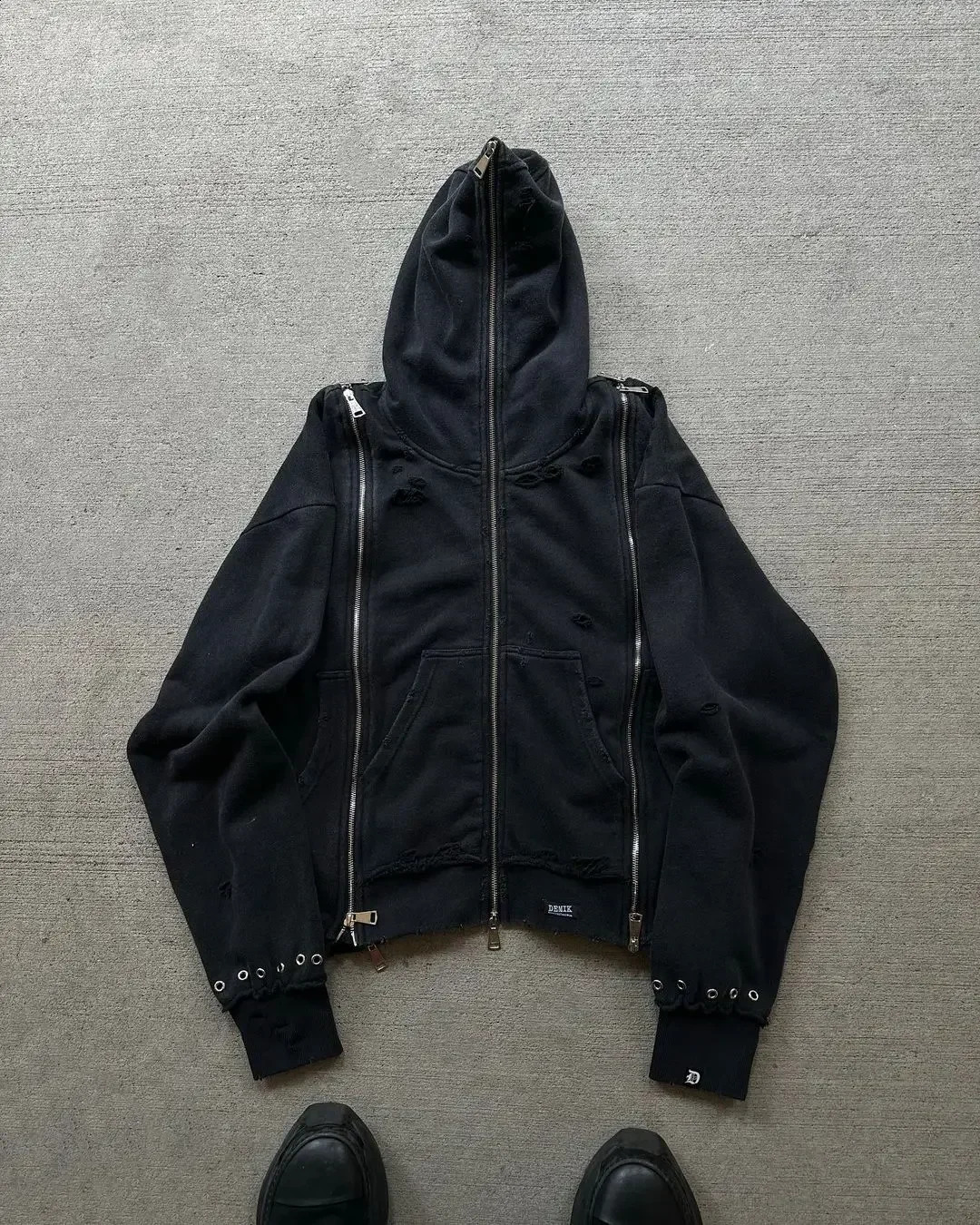 High Street Hip Hop Street Suit Zipper Hoodie Men Suit American Casual Sportswear American Unisex Multi-Zip Clothes Pants 250226