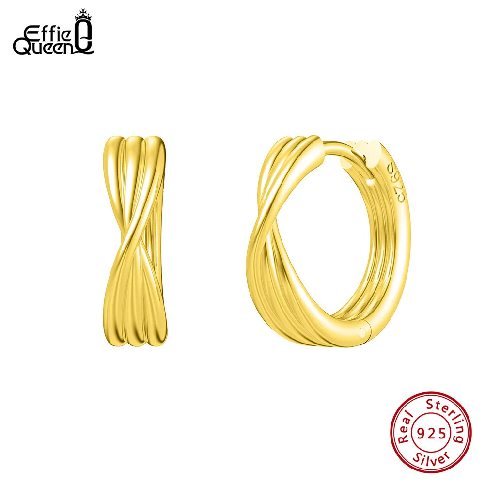 Effie Queen Handmade 925 Sterling Silver Knot Earrings Unique Surround for Women Fashion Hoop Earring Jewelry Gift SE384 250228