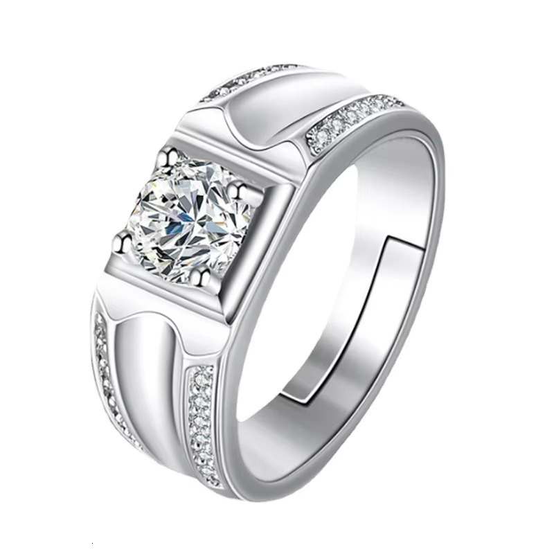 Moissanite Dia Mens Engagement Sier Rings Gemstone Stainless Steel Fashion Jewelry Ring for Men
