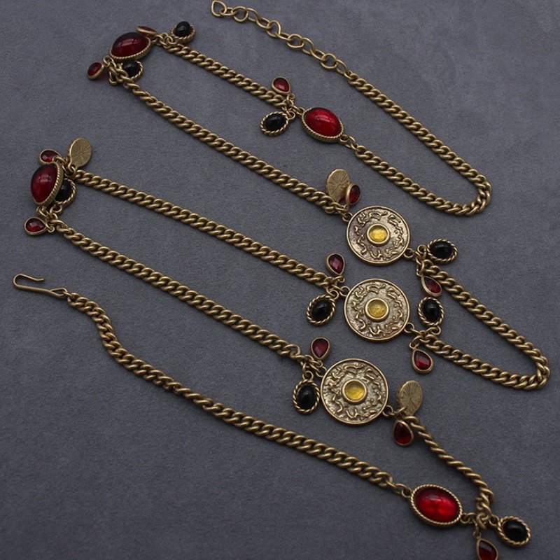 Vintage Style Women Fashion Charm Beltchain Necklace Yellow Gold Plated Chain Necklace for Girls Women Hot Gift