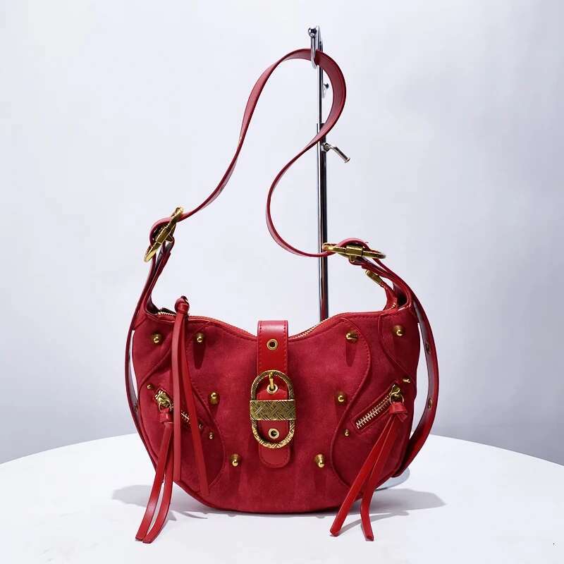 Moto & Biker Saddle Bags For Women Designer Handbags Purses New In PU Vintage Metal Button Rivet Small Shoulder