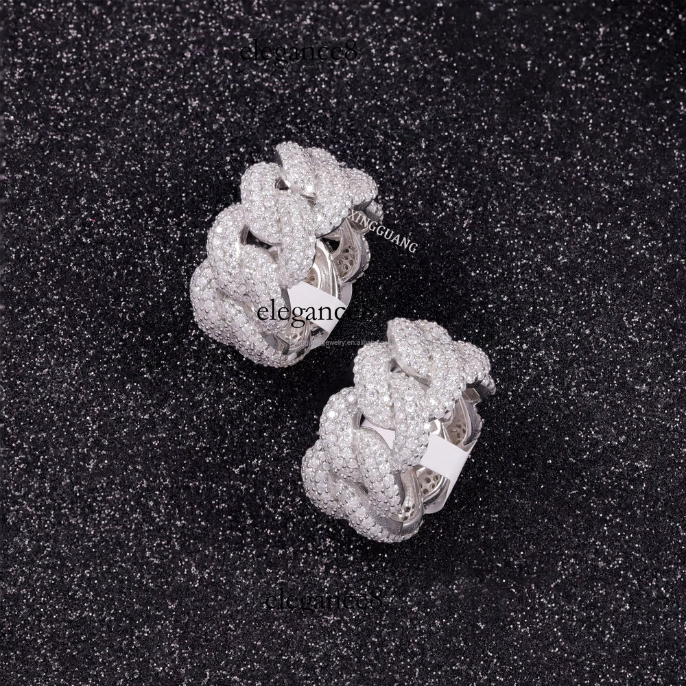 Iced Jewelry Pure Sier Men's Hip Hop VVS Mozambique Cuban Ring