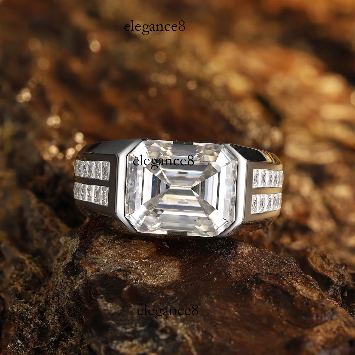 Men's 7ct Anniversary Commemorative with Unique Moissanite Engagement Ring