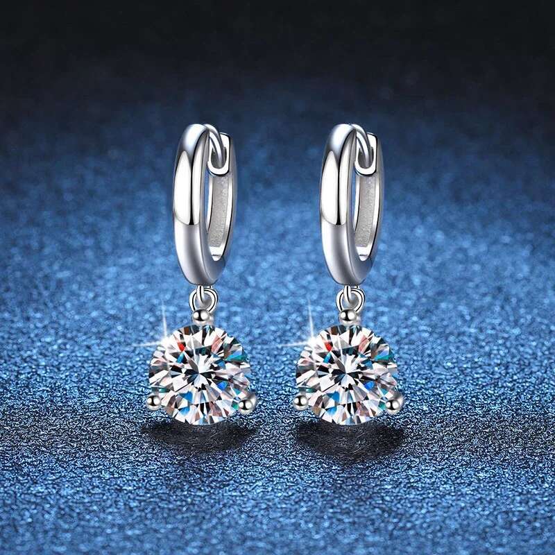 NeeTim 2ct Moissanite Earrings100% S Sterg Sier Orginal Drop Earring Wedding Bride Jewelry with Certificate for Women