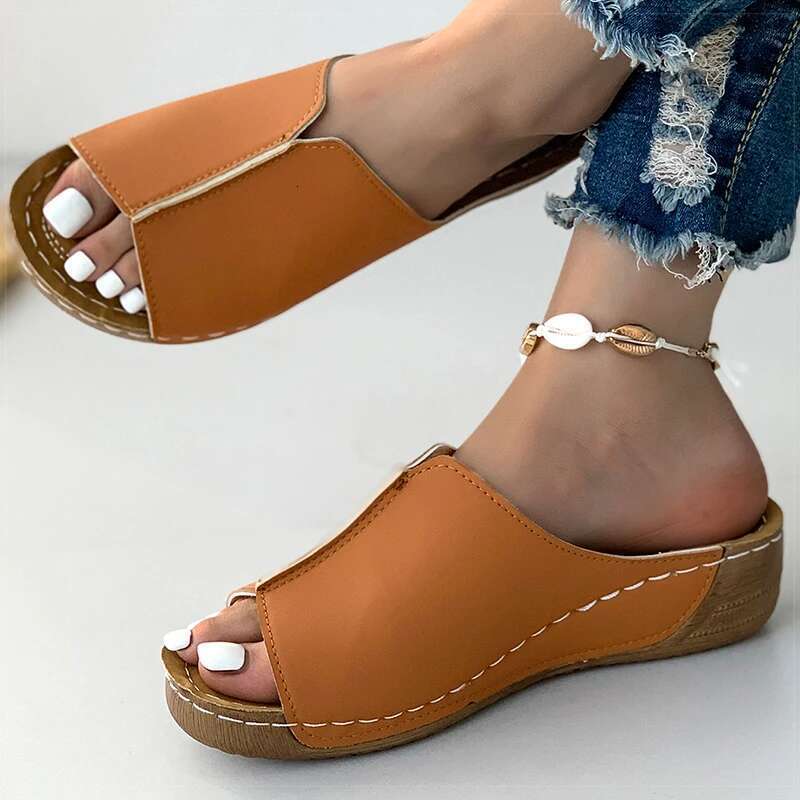 Shoes Women's 2025 Women Soft Heels Sandals Low Platform Slippers Summer Sandalias Mujer Indoor Outdoor Footwear