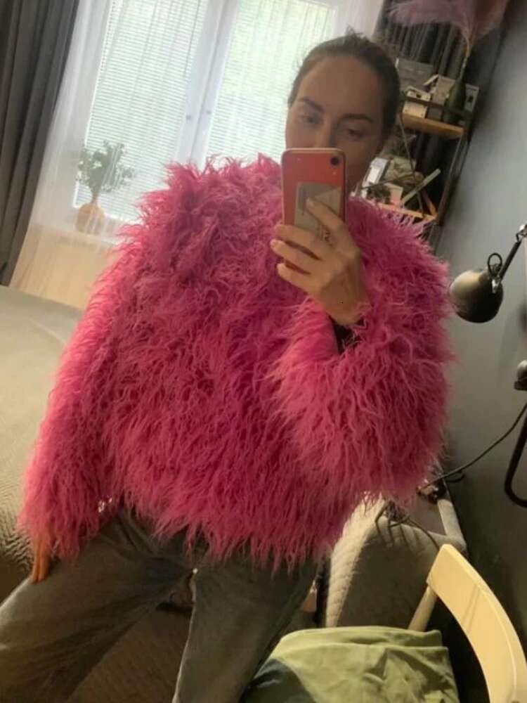 Women Faux Vintage Solid Loose Warm Flurry Coats Autumn Winter Lady Fashion Thick Streetwear Fur Jacket
