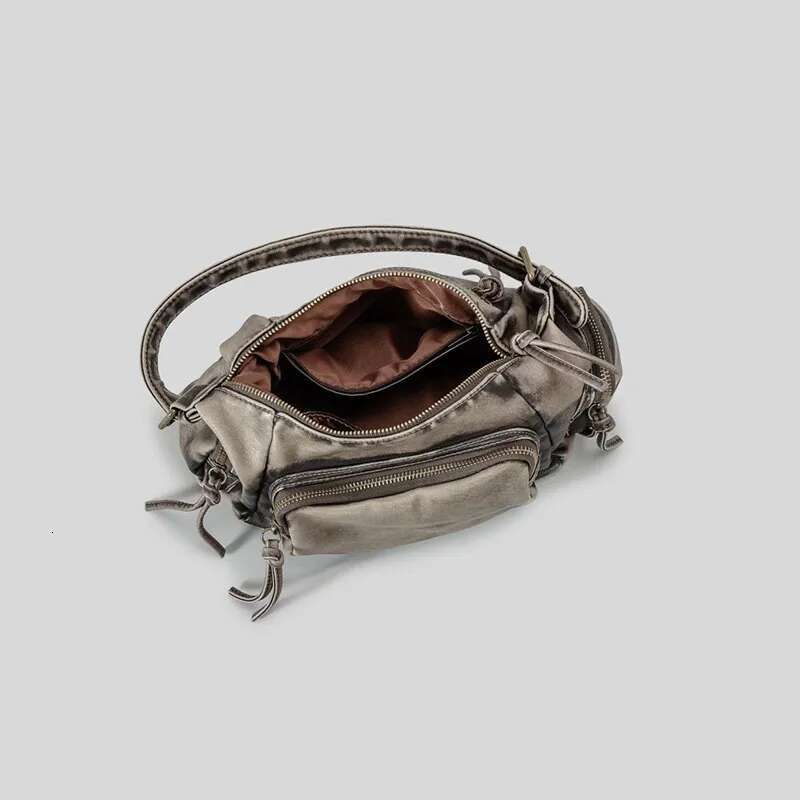 Women Vintage Denim Punk Shoulder Bag Design Black Grunge Handbag For Cool Girls Retro Lady Gothic Underarm Bags Motor Style