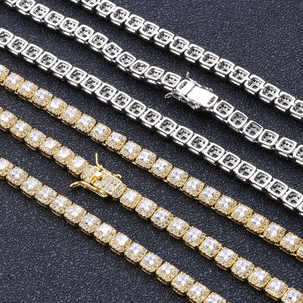 Women's 5mm Full Dia Cuban Hip Hop Rock Sugar Personalized Splicing CZ Bg Tennis Chain Valentine's Day Gift