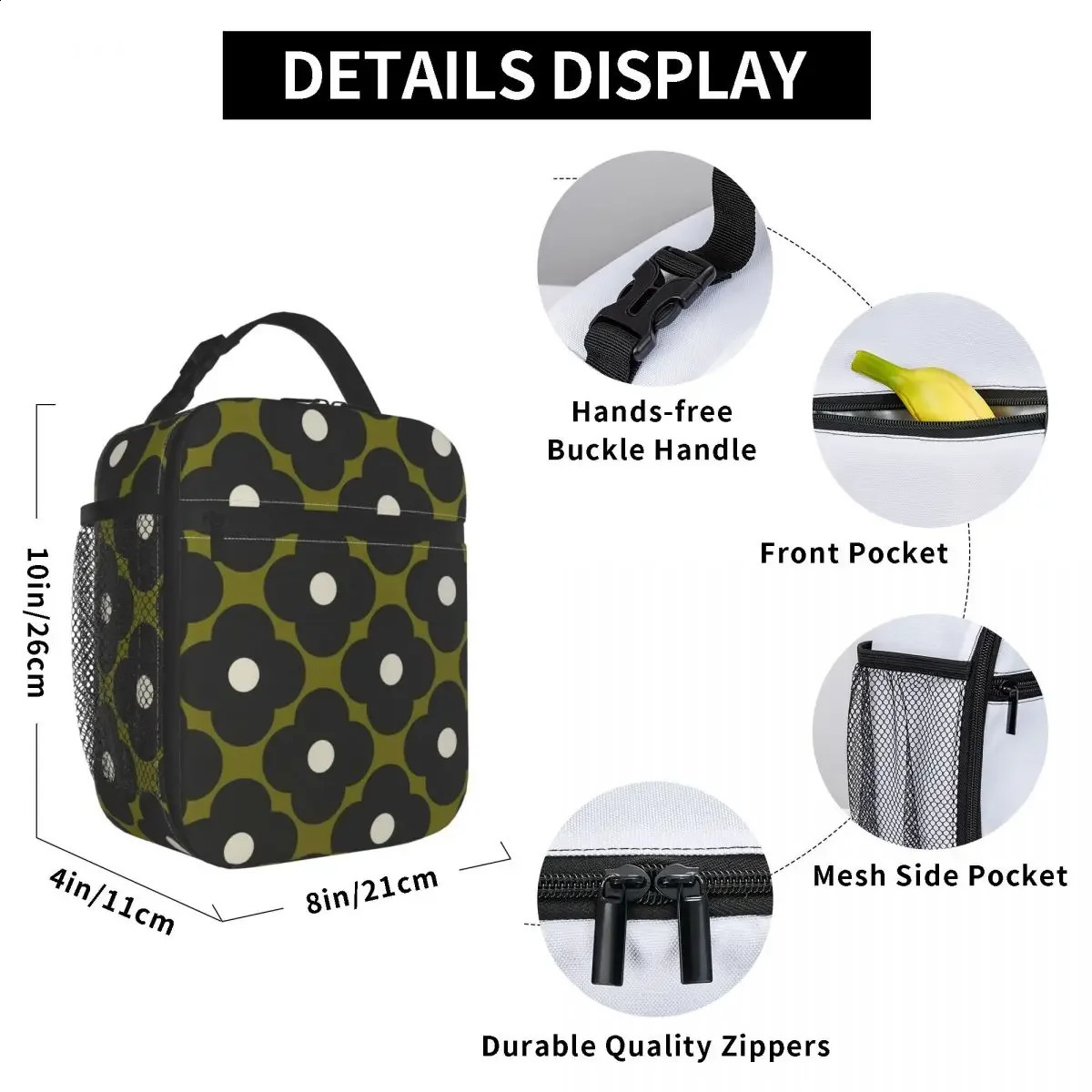 Orla Kiely Insulated Lunch Tote Bag Portable Flower Lunch Container Reusable Thermal Cooler Bento Box School 250228