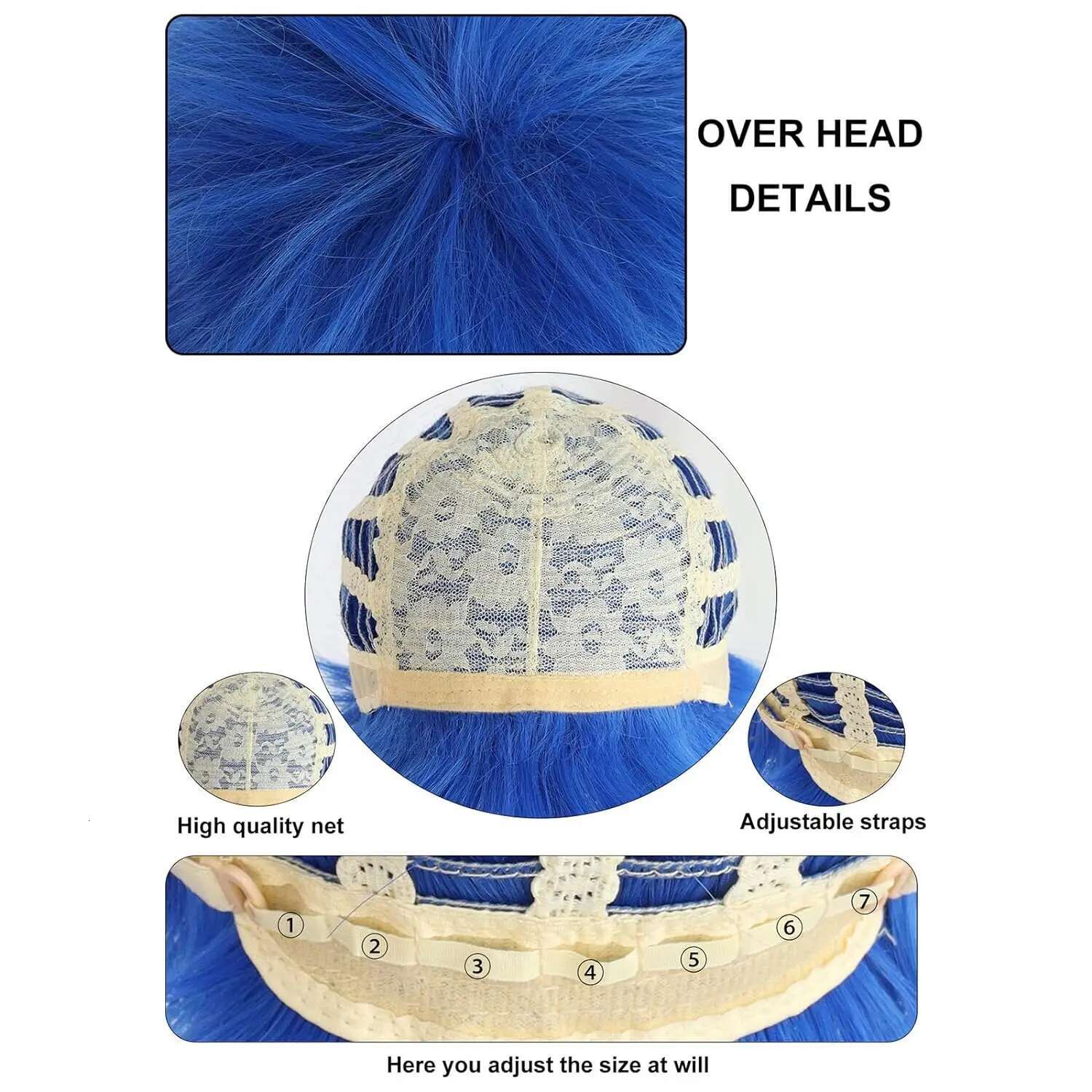Short Synthetic Cosplay Blue Anime Wig Women Joy Outfit Bluewig For Halloween Party