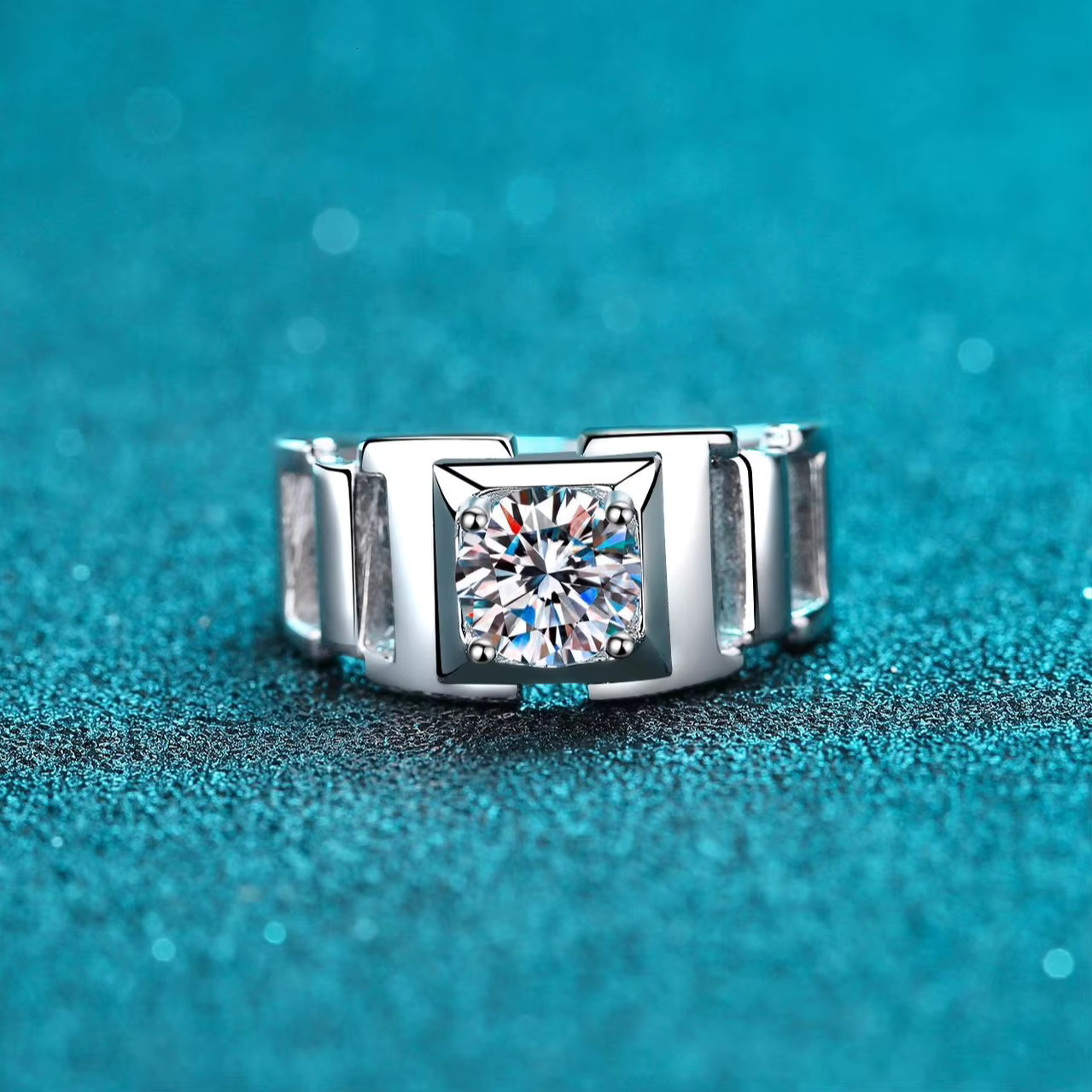 Men's silica 1ct D VVS1S PT950 electroplated hip-hop jewelry pure sier engagement and wedding ring