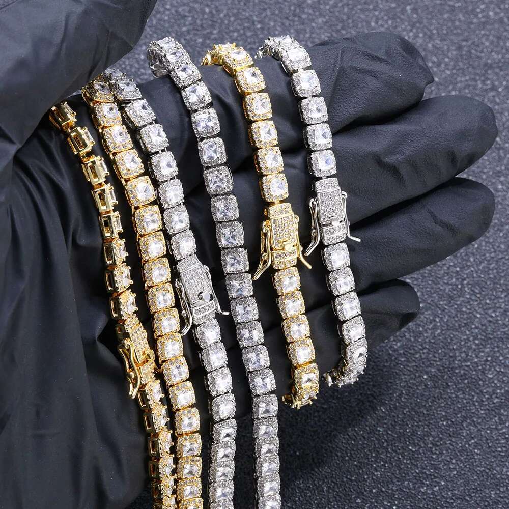 Women's 5mm Full Dia Cuban Hip Hop Rock Sugar Personalized Splicing CZ Bg Tennis Chain Valentine's Day Gift