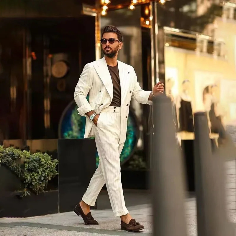 Mens Knitted Set Mens Knitted Collar Double Chest Business Set Mens Jacket Holiday Tailcoat 2-piece Customization 250224