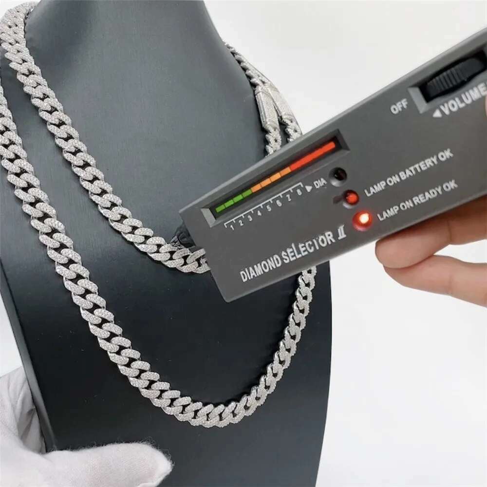 10mm Moissanite Necklace For Women Original S Sterg Sier Men Dia Cuban Chain Pendant Fashion
