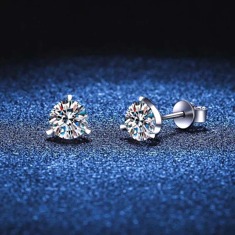 NeeTim 2ct 8mm D Color Moissanite Earrings Sterg Sier 3 Claw Stud Earring Wedding Engagement Fine Jewelry for Women