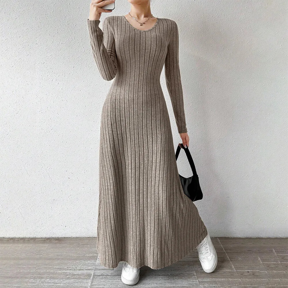 Mia Muse Womens Dresses All Season Office Lady Ventilate Solid Color Waist In Long Sleeve MIDI Lettuce Trim Suitable f 250226