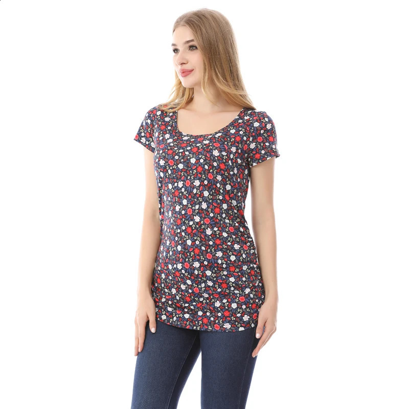 Short Sleeve Pregnancy Maternity Clothes Printing Breastfeeding Tops Nursing Tees Clothes for Pregnant Women Nursing T-shirt 250228