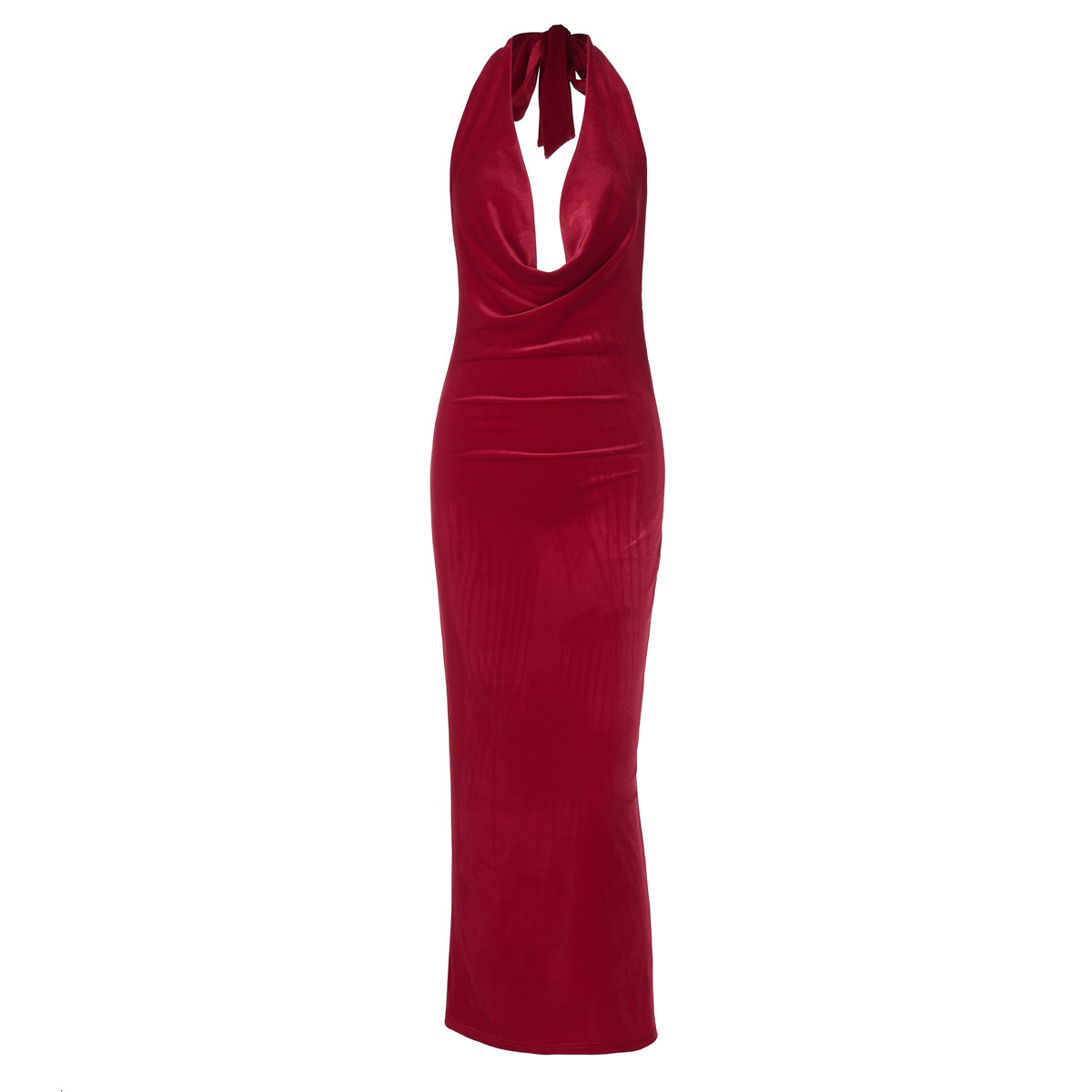 Women's Clothing 2025 Spring/Summer New Product Fashionable And Sexy Backless Slit Hanging Neck Lace Up Sleeveless Dress