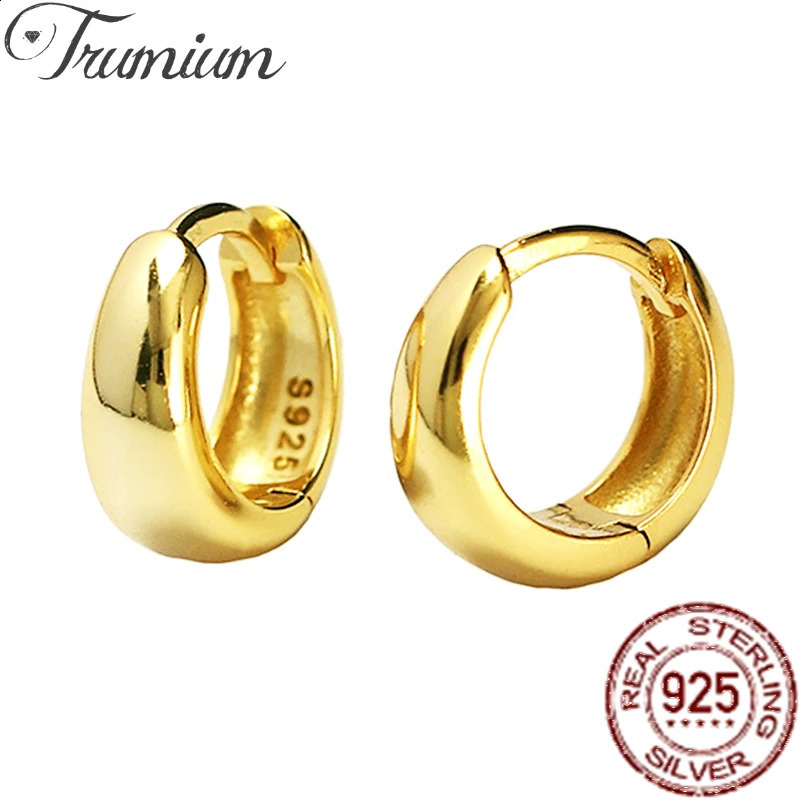 Trumium Solid 925 Sterling Silver Vintage Earrings Gold Water Drop Ear Buckle Metal Style Earrings Personalized Prevent Allergy 250228