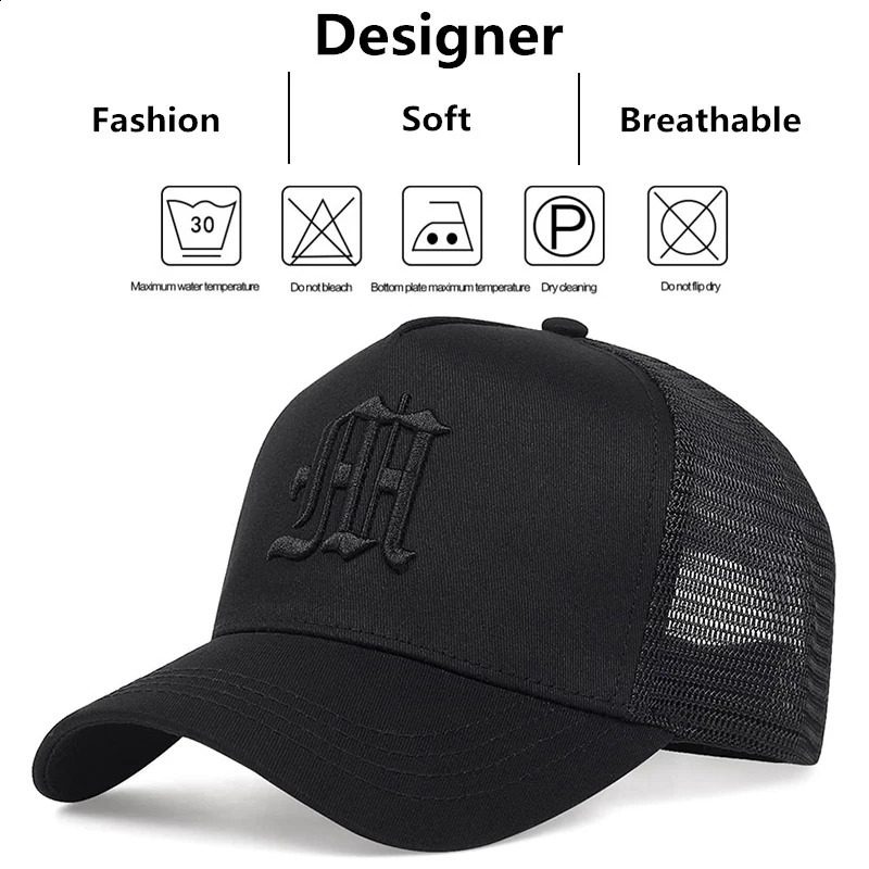 Neutral Gothic letter embroidered baseball net hat spring and summer outdoor adjustable casual sun protection 250228