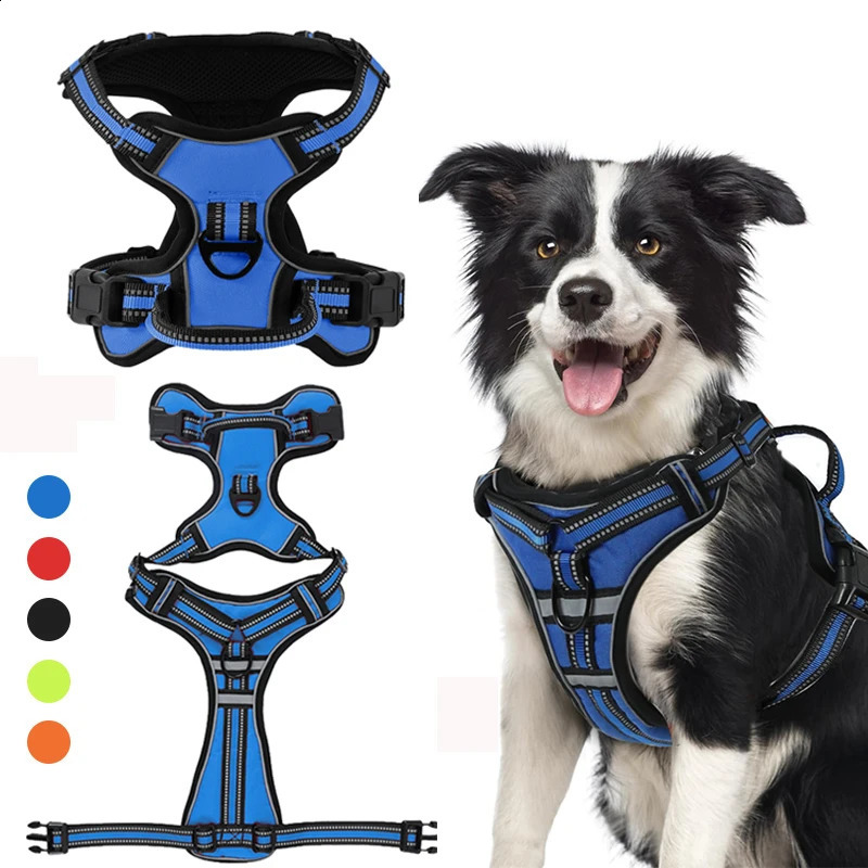 Adjustable Dog Harness Vest Pet Reflective Breathable Vest Chest Strap for Small Medium and Large Dogs for Outdoor Walking 250224