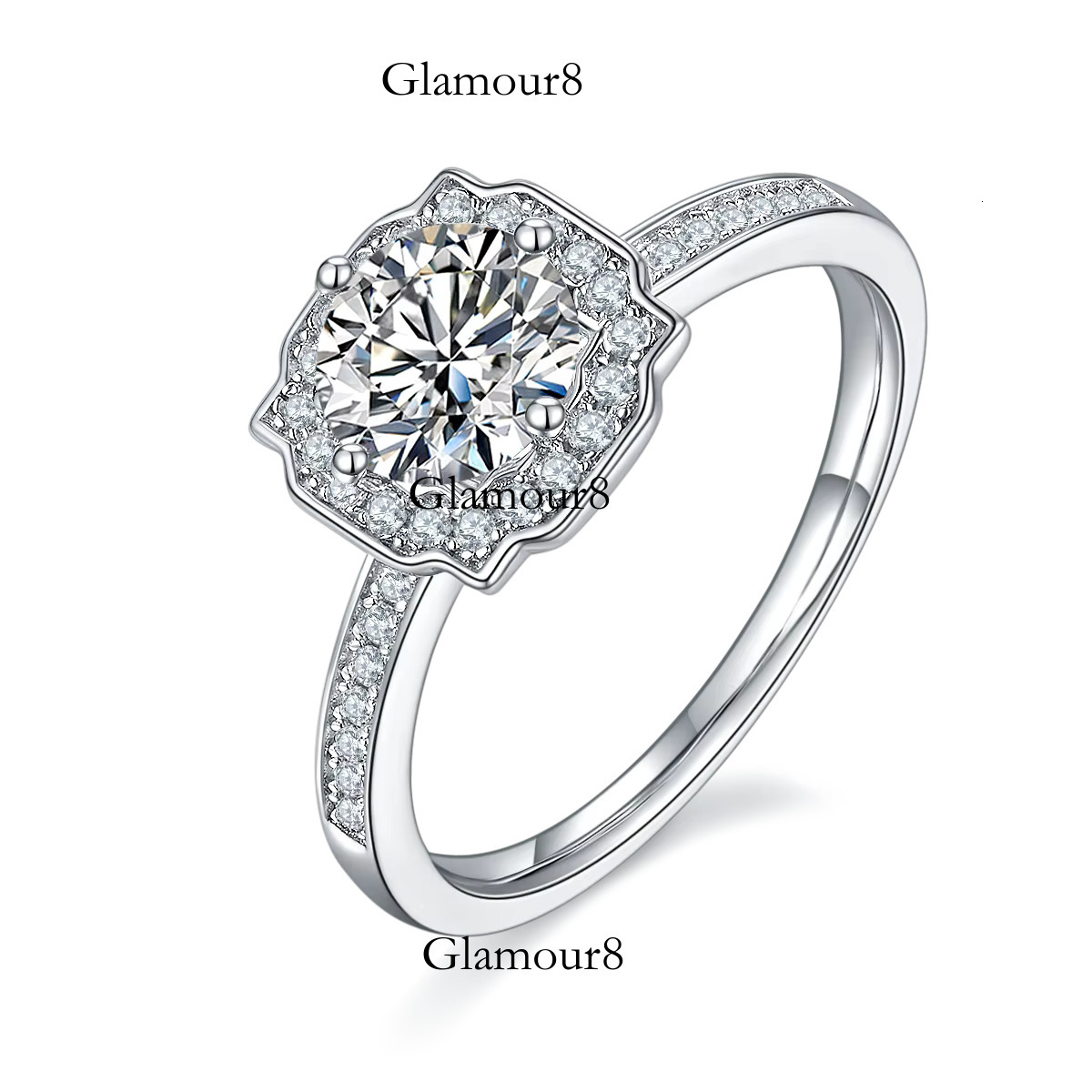 Engagement Rings with Moissanite 1ct 6.5mm High Quality in Stock Sterg Sier Jewelry Gold Ring for Women