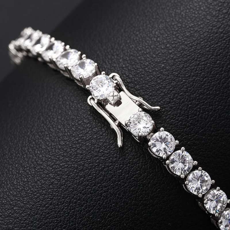 Real 4mm EF Color Moissanite Sparkg Full Dia GRAY Sterg Sier Wedding Engagement Party Jewelry Bracelet For Women