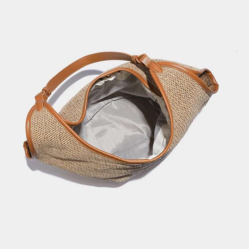 Large Capacity Bucket Beach Bags For Women Designer Handbags And Purses New In Casual Straw Weave Underarm Shoulder