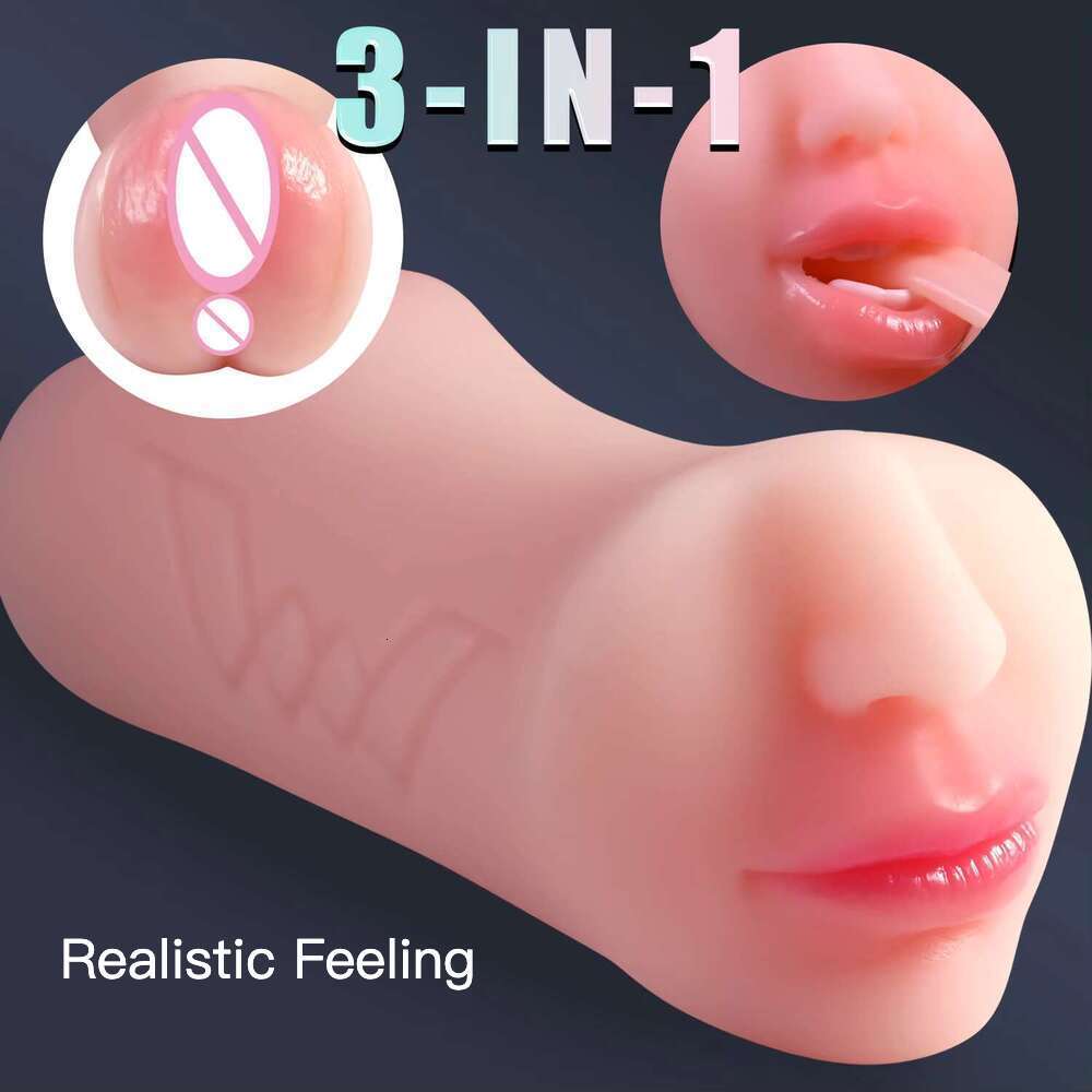 3-in-1 Realistic Male Masturbator with Vagina, Anal & Deep Throat Design, Rubber Pocket Pussy, Adult Sex Toy for Men