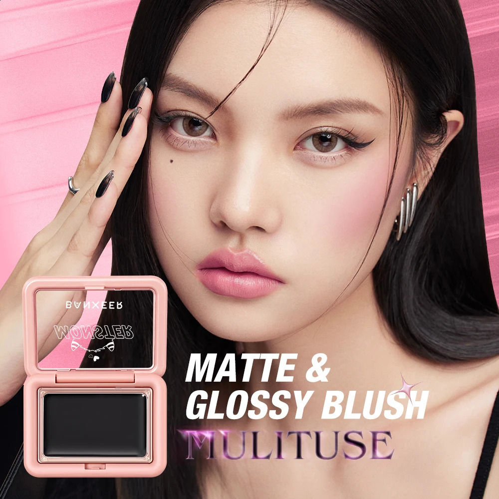 BANXEER Blush Cream Face Blusher 5 Colors Ever-changing Matte Shimmer Waterproof Long-lasting 3 IN 1 Multi-use Blush Face Makeup 250224