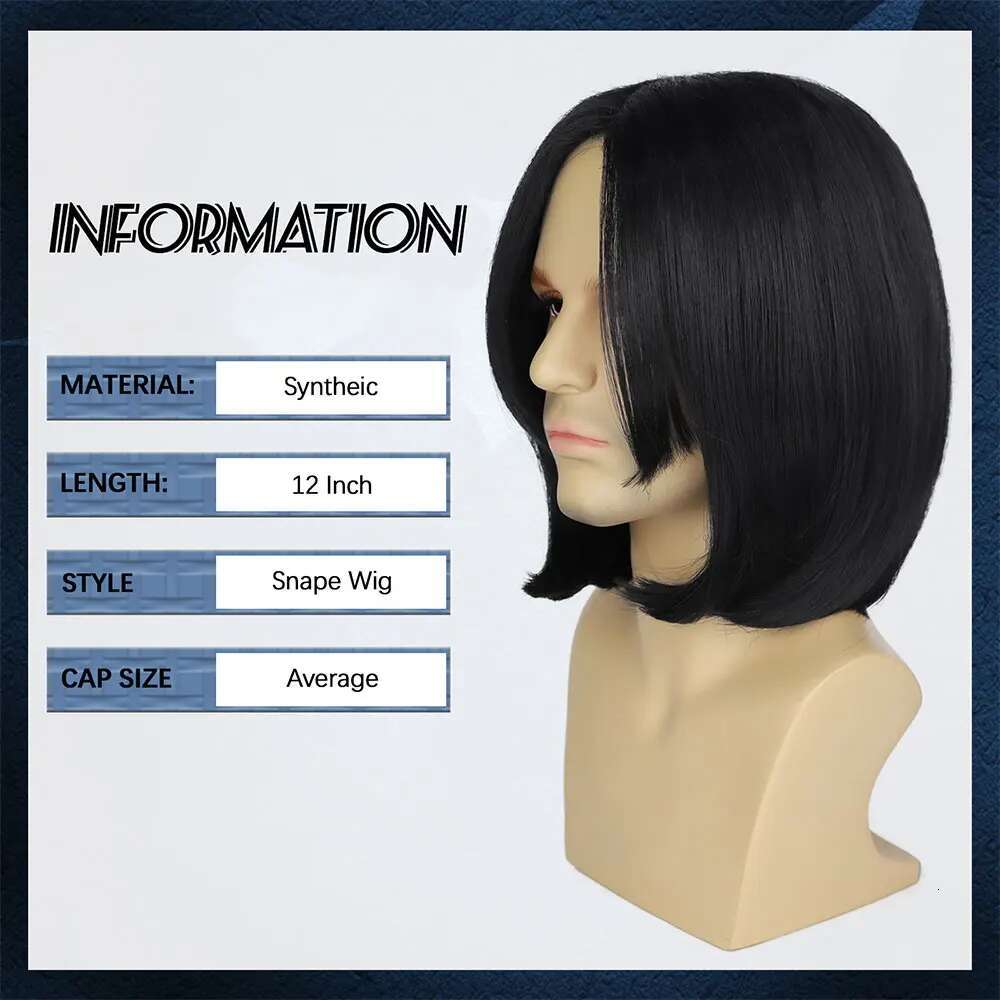 Wizard Synthetic Dark Professor Severus For Adults Assassin Wick Costume Mens Black Halloween Cosplay Wig