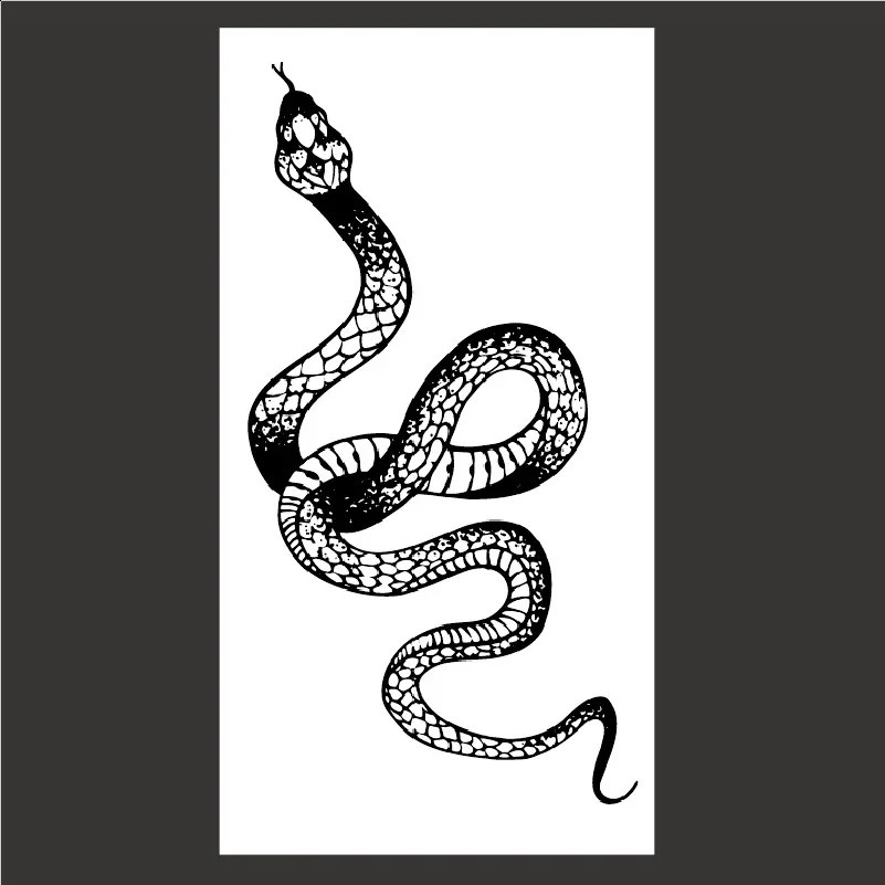 Neutral Black Snake Skull Temporary Tattoo Sticker Arm Body Disposable Waterproof Animal 1 Holiday Gift 250219