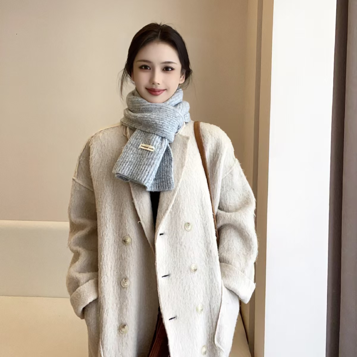 K030 Winter new solid color scarf for women all-match Korean imitation cashmere scarf Chinese red couple scarf