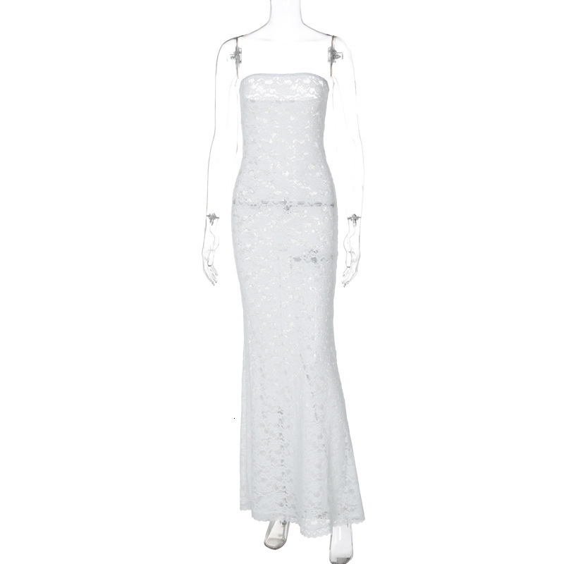 Women's New4 Summer New Product Fashionable And Sexy Lace Hollow Out Slimming Strapless Dress