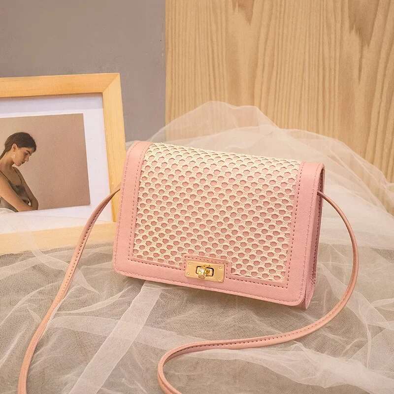 New Women's Crossbody Bag Fashionable Full Style Small Square Trendy Mesh Contrasting Single Shoulder Handbag