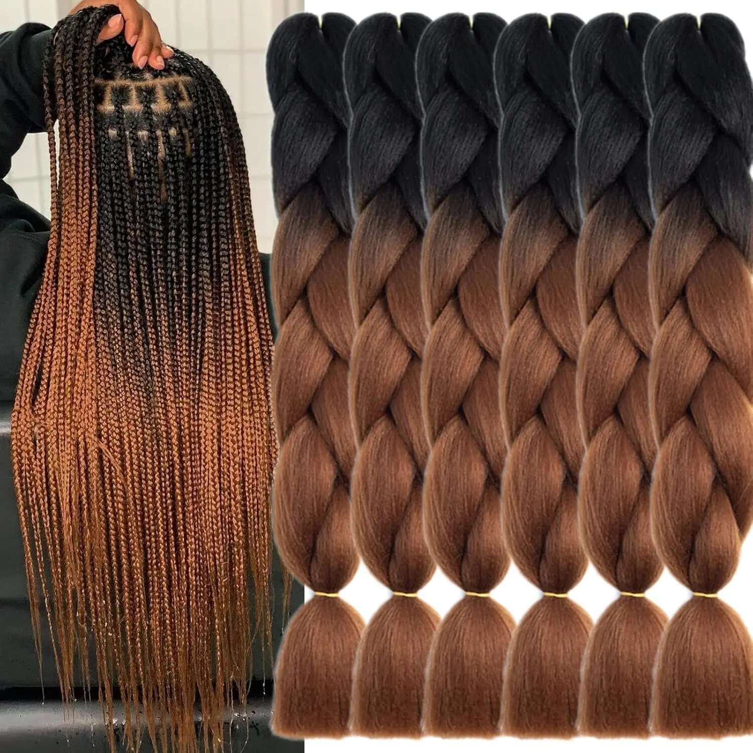 1Pcs Ombre Synthetic 24 Inch High Temperature Fiber Extensions For Box Braids Braiding Hair