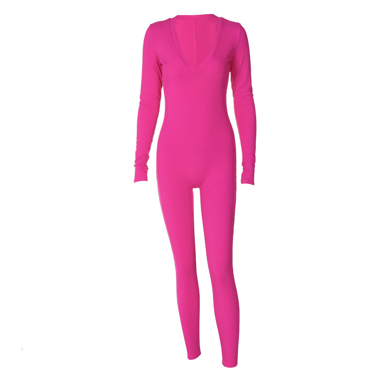 Women's New4 Spring New Fashion Solid Color Slim Fit Sports Long Sleeved Jumpsuit