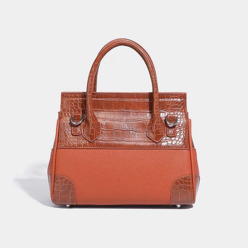 Crocodile Pattern Women's Handbag Designer PU Leather Small Square Tote Stylish Commuter Shoulder Bag Feminina