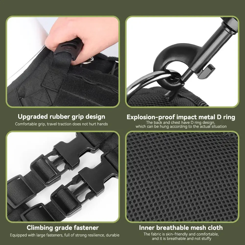 10-45kg Pet Dog Harness Tactical Vest Outdoor Training Walking Pet Leash for Medium Large Dogs Golden Retriever Accessories 250224