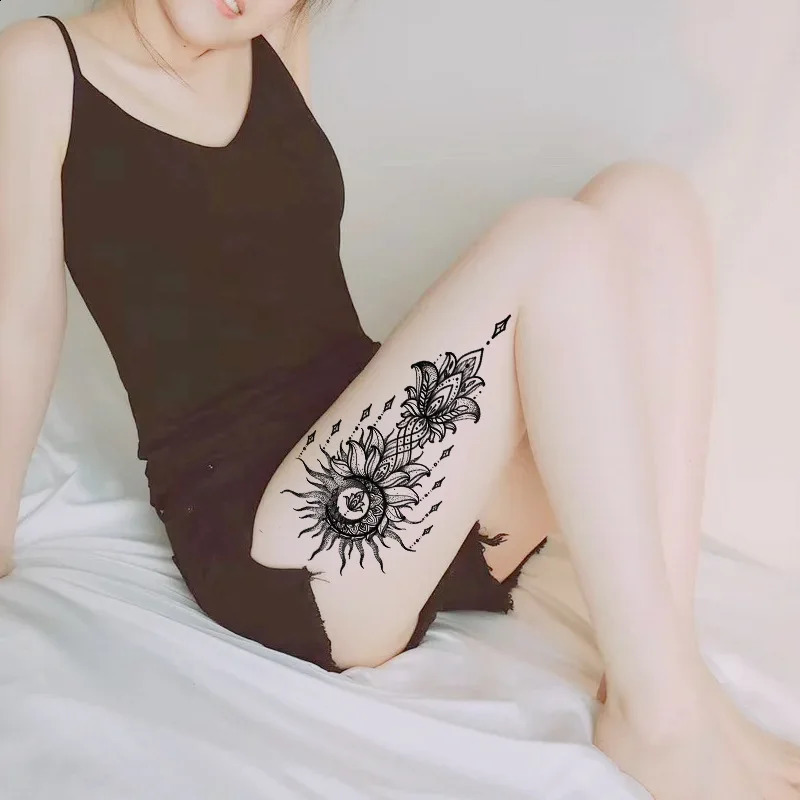Size 208x95mm Waterproof Animal Temporary Tattoo Wolf Head Totem Arabic Text Sticker 250219