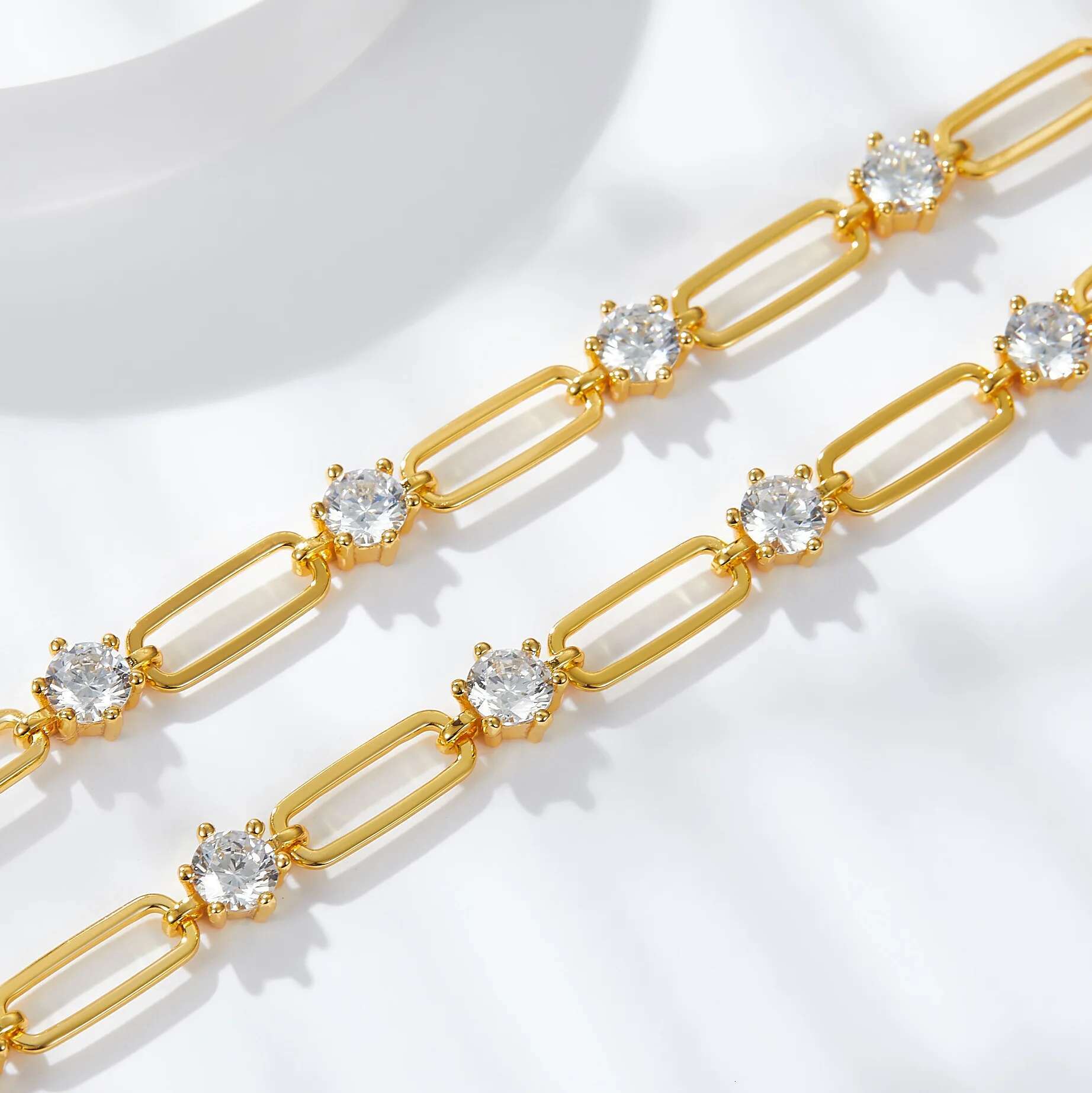 PureMax Premium D Color Moissanite for Women Sterg Sier Gold Plated Paperclip Necklace Fine Jewelry