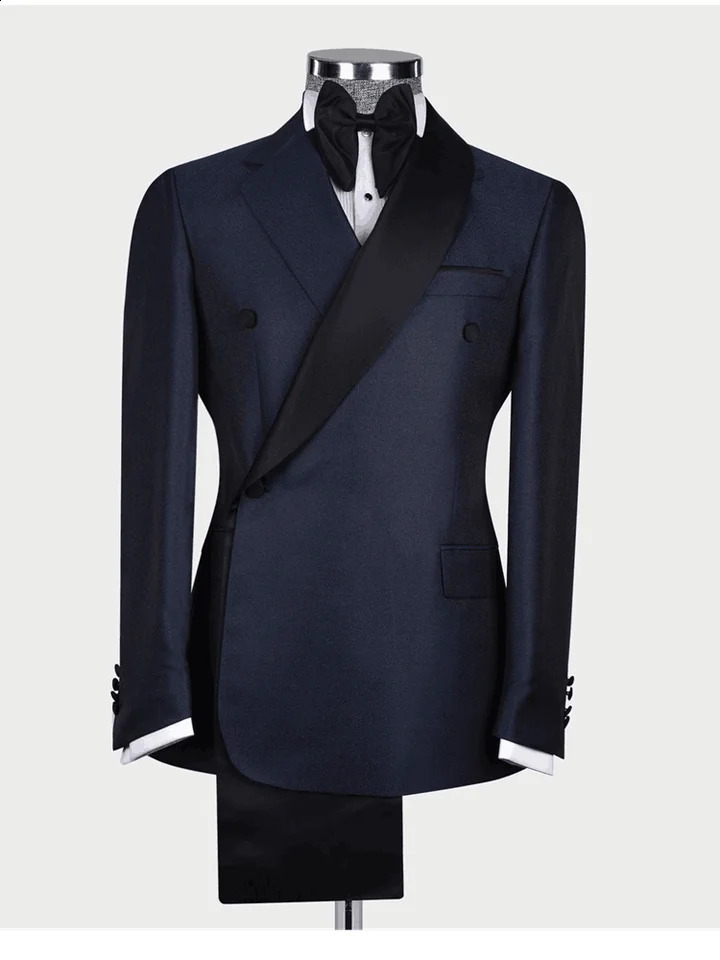 Beige Fashion Style 2 Piece Men Wedding Suits Slim Fit Double Breasted Blazer Business Groom Tuxedos Party Prom Costume 250224