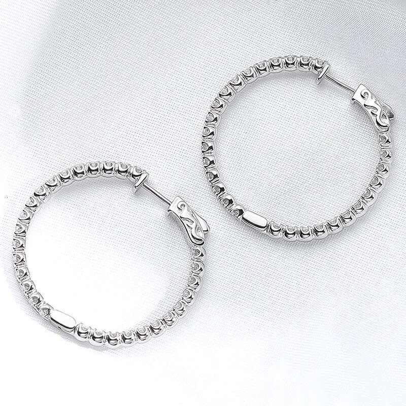Smyoue Plated 1.74-6.5cttw All Moissanite Hoop Earrings for Women Lab Dia Jewelry 100% Sterg Sier Earring GRA