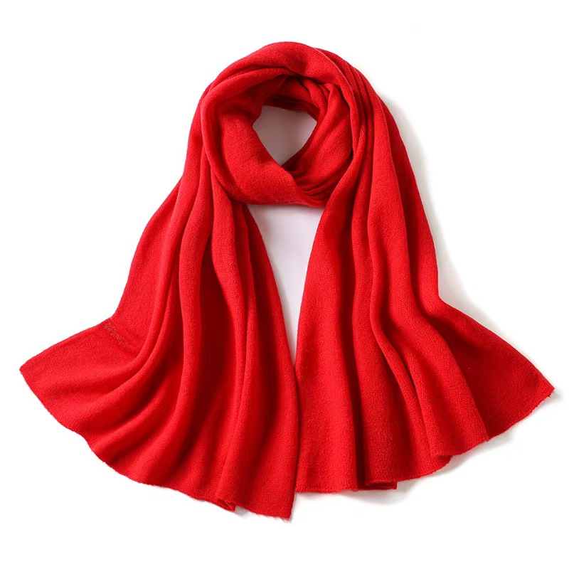 K024 High-end 100% pure wool scarf for women in winter, widened and thickened, all-match solid color large shawl, warm student neck scarf