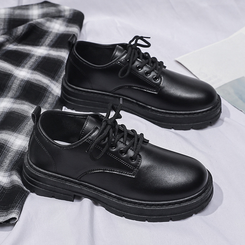 Douchuan Spring And Autumn New Martin Men's English Style Black Short Boots Versatile Casual Low Top Trendy Small Leather Shoes