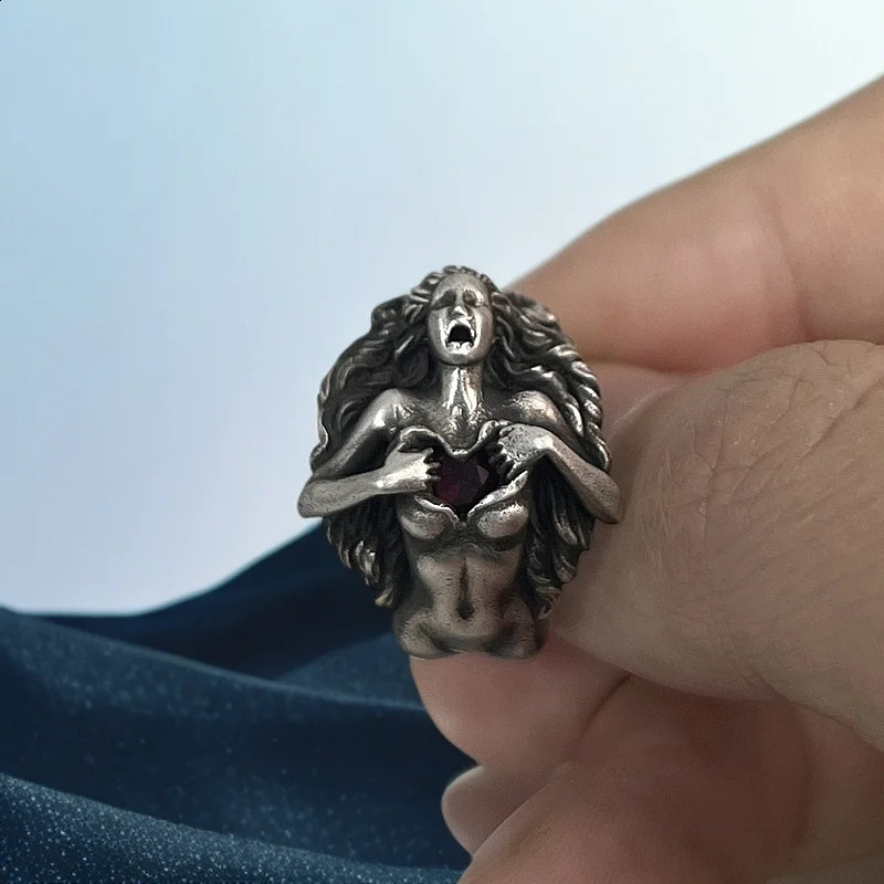 S925 silver personality adamand eve ring for men and women hip hop trendsetter ring occidental vintage all-match jewelry street 250227