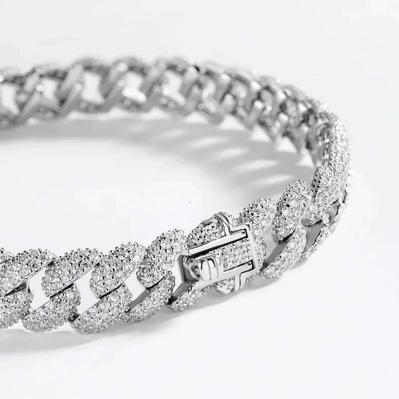 Hip Hop Cuban Tennis Bracelet for Man Full Dia Sparkg Zircon S Sterg Sier Plated White Gold Party Bracelets